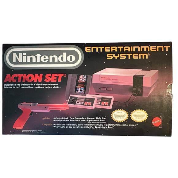 Nintendo NES Action Set Original Box Zapper Mario/Duck Hunt Controllers *WORKS! - Picture 2 of 7
